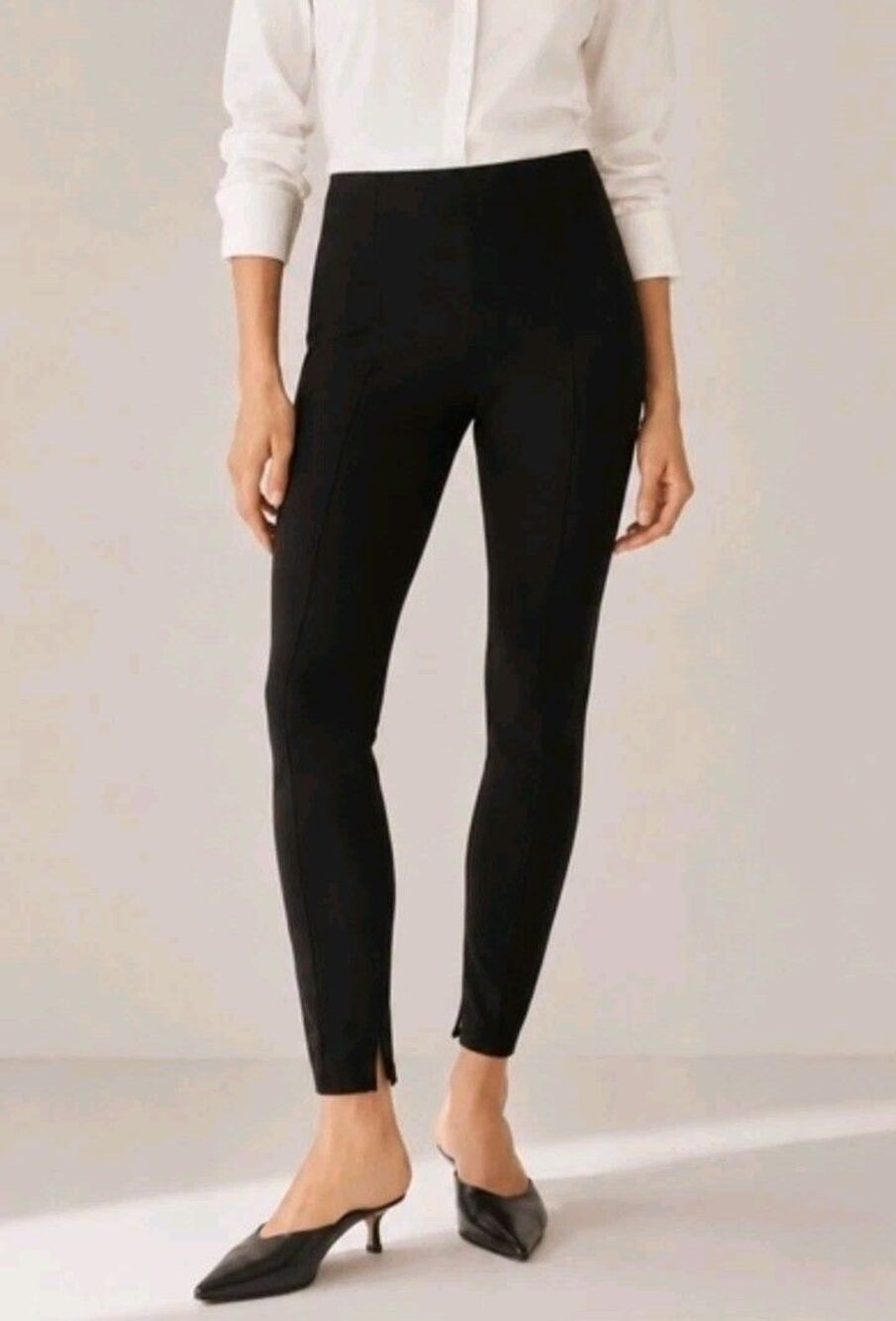 THEORY Women's Black Skinny Legging Double Stretch Side Zip Ankle Zipper Size 8